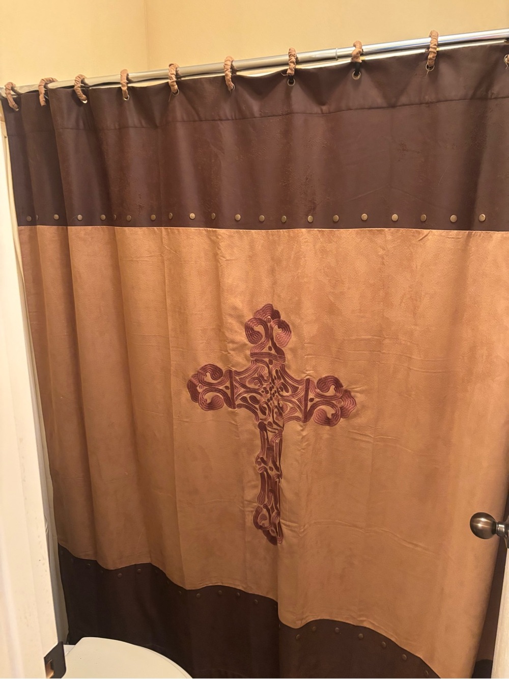 Western Brown Cross Shower Curtain - Home Bath